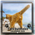 Funny Cat Butt 12-Month Wall Calendar — Cat Tail Family Planner for Living Room & Bedroom