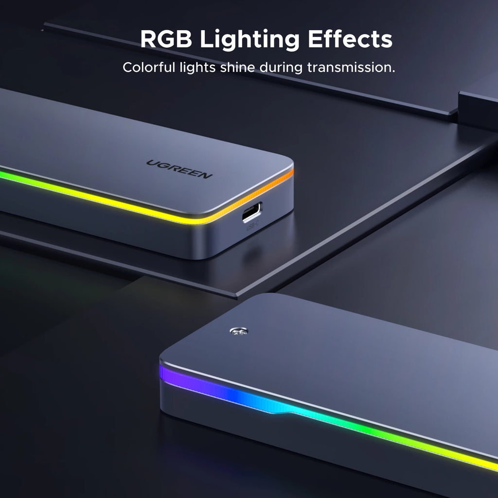 20Gbps M.2 NVMe/SATA SSD Enclosure - USB 3.2 Gen2x2 Type-C External Adapter with RGB Lighting