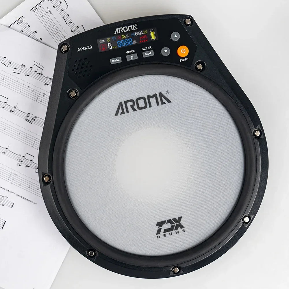 Rechargeable Electronic Practice Drum Pad 8-Inch Mesh Surface with Metronome, Built-in Speaker & USB-C