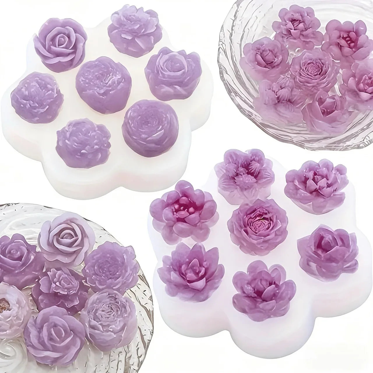 1 Reusable Rose S1-Pack Rose Silicone Mold for Soap, Candle, Clay & Plaster Crafts, Layered Petal Realistic Center, Flexible Reusable DIY Mold
