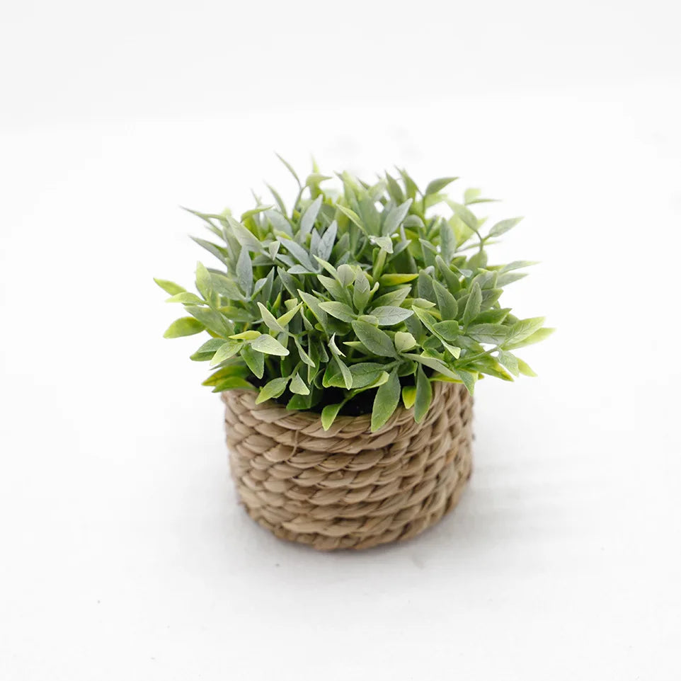 Faux Eucalyptus Potted Plant 11 cm (4.33 in) Green Artificial Tabletop Plant for Home and Office Decor