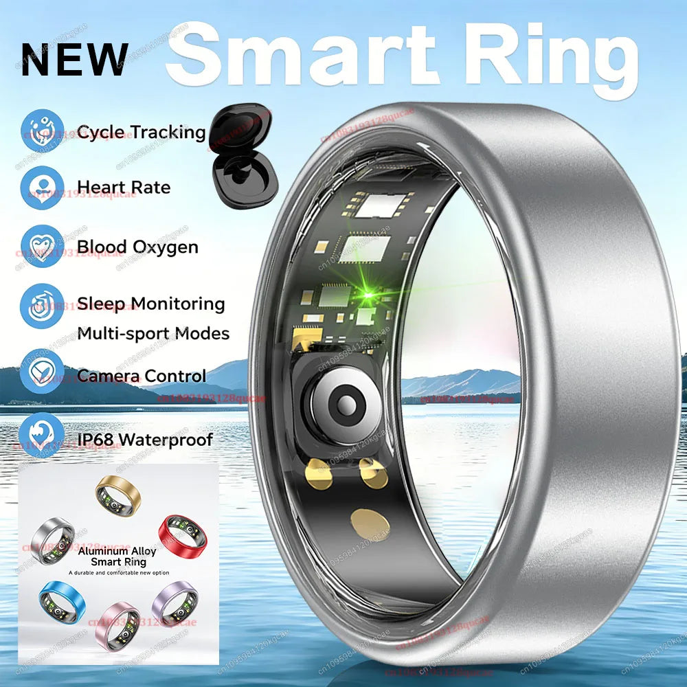 Smart Ring with Charging Case – Unisex Health Tracker, Heart Rate & SpO2 Monitor, Sleep Tracking, IP68 Waterproof, Multi-Sport Modes, Multiple Sizes