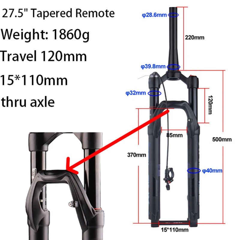 27.5/29-inch Boost Mountain Bike Suspension Fork - 34mm (1.34in) Tapered Stanchion, 120/140mm (4.7/5.5in) Travel, 15x100/110mm Thru-Axle, Adjustable Rebound and Lockout