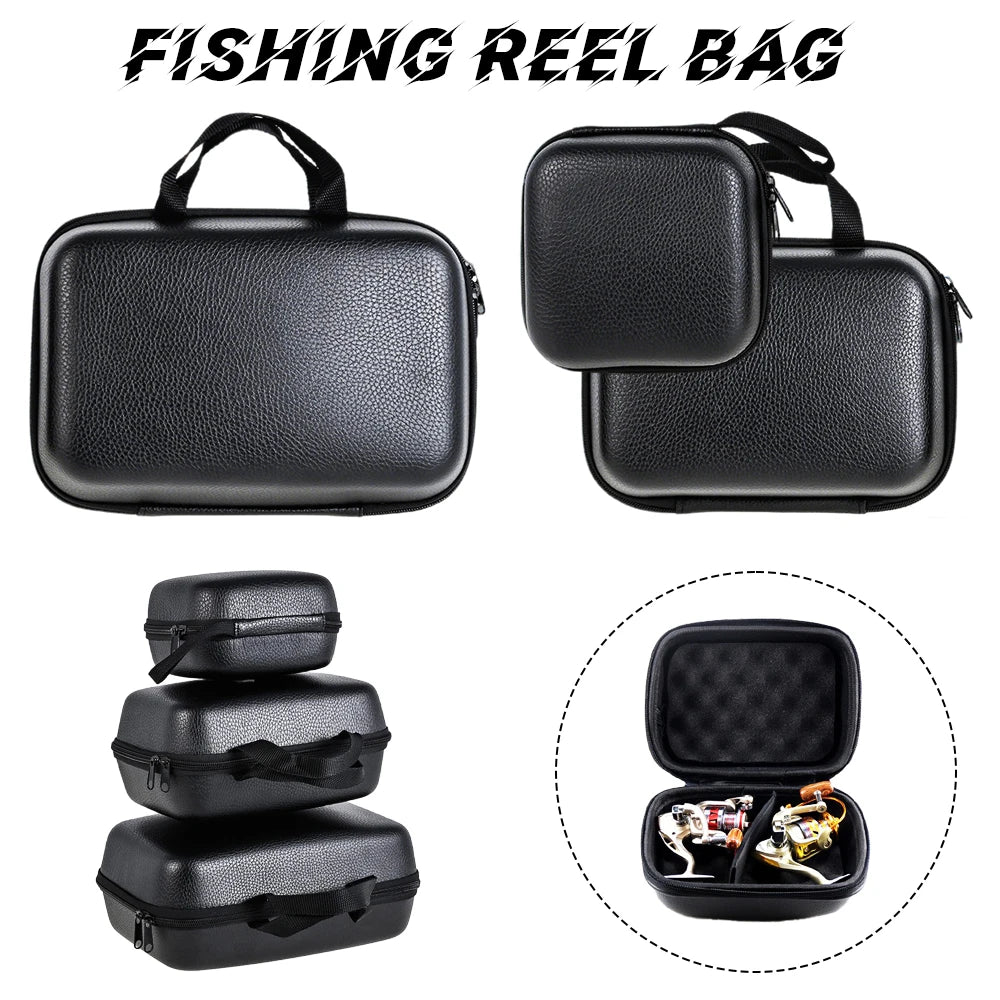 Waterproof PU Spinning Reel Bag — EVA Padded Fishing Reel Case (S/M/L)
