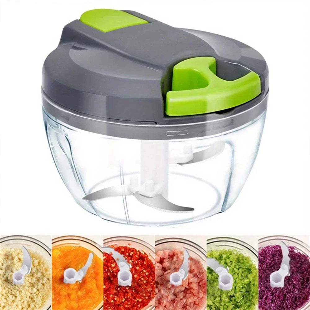 Manual Garlic Chopper Hand-Pull String Vegetable Cutter Onion Mincer Ginger & Nut Food Processor