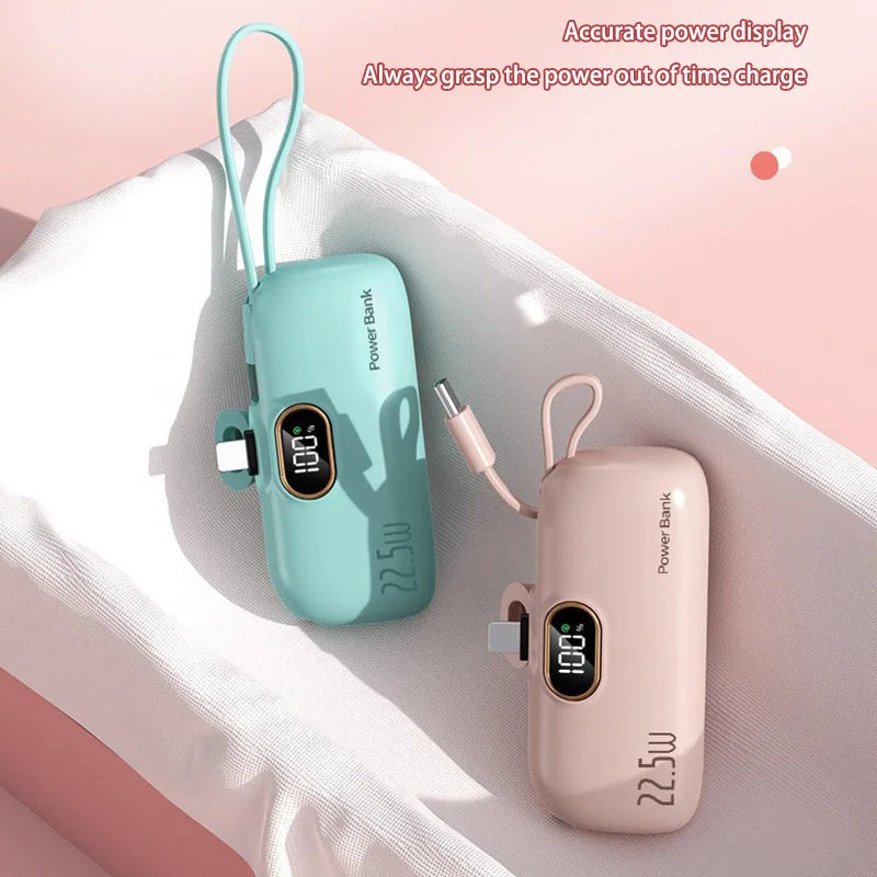 30,000mAh Mini Capsule Power Bank – Portable Fast Charger with Wireless Charging, Dual USB, Type-C & Lightning