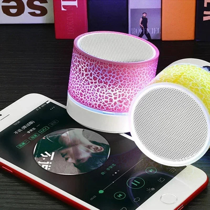 Mini Portable Bluetooth Speaker with LED Light, USB SD Card AUX, Subwoofer Sound Column for Phone & PC