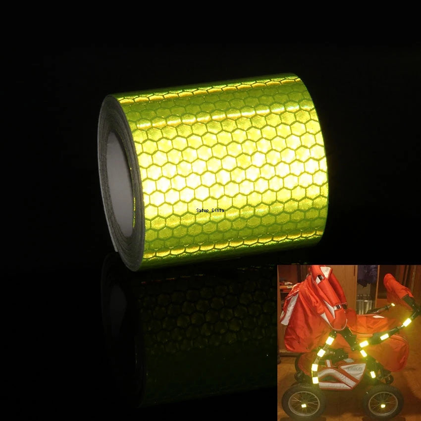 5cm x 3m (2 in x 9.8 ft) Reflective Self-Adhesive PVC Tape — Waterproof High-Visibility Warning Strip for Car, Bicycle & Motorcycle Helmet