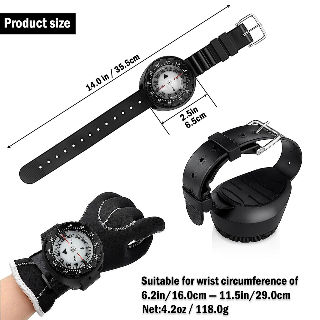 Digital Underwater Diving Compass Wristwatch 50m Waterproof Luminous Scuba Navigator