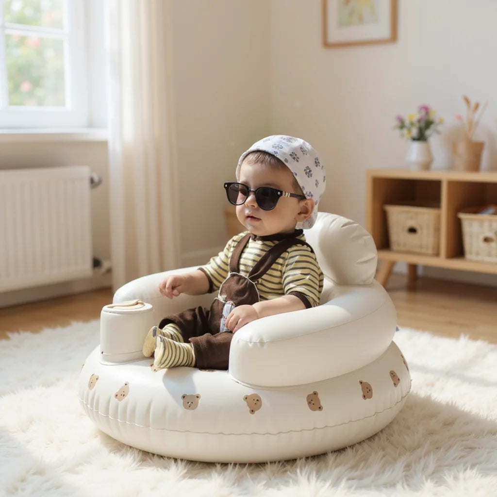 Portable Inflatable Baby Seat — PVC Infant Sofa & Bath Stool, Multifunctional Learning/Sitting Practice Chair (57×48×35 cm / 22.4×18.9×13.8 in)