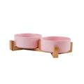 Elevated Ceramic Pet Bowl with Bamboo Wood Stand – 300ml (11cm/4.3 in) & 400ml (13cm/5.1 in) Dog & Cat Feeding Bowl