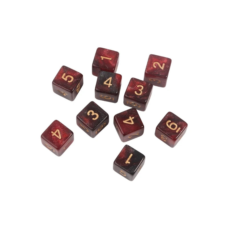 10-Pack 15mm (0.59 in) Multicolor Acrylic 6-Sided Cube Dice Set for Tabletop Games & Parties