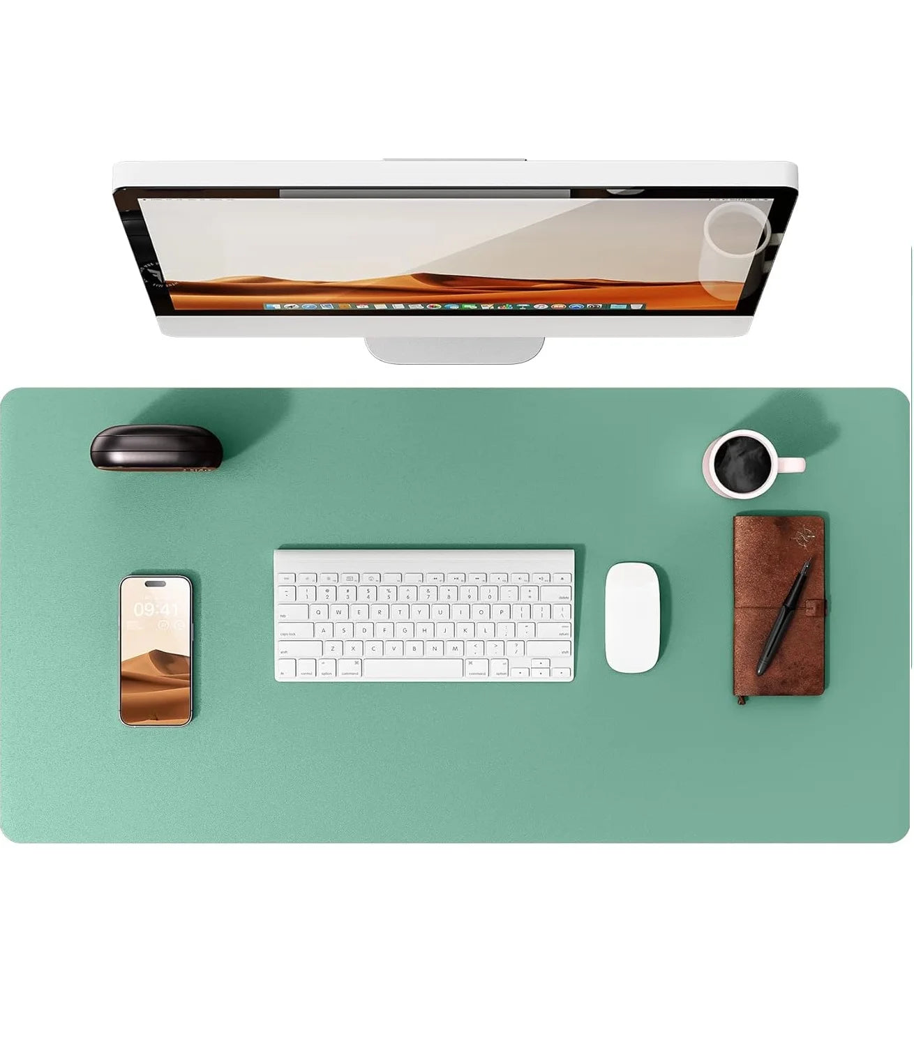 Large PU Leather Desk Pad - Non-Slip Waterproof Office Mouse Pad & Laptop Desk Mat
