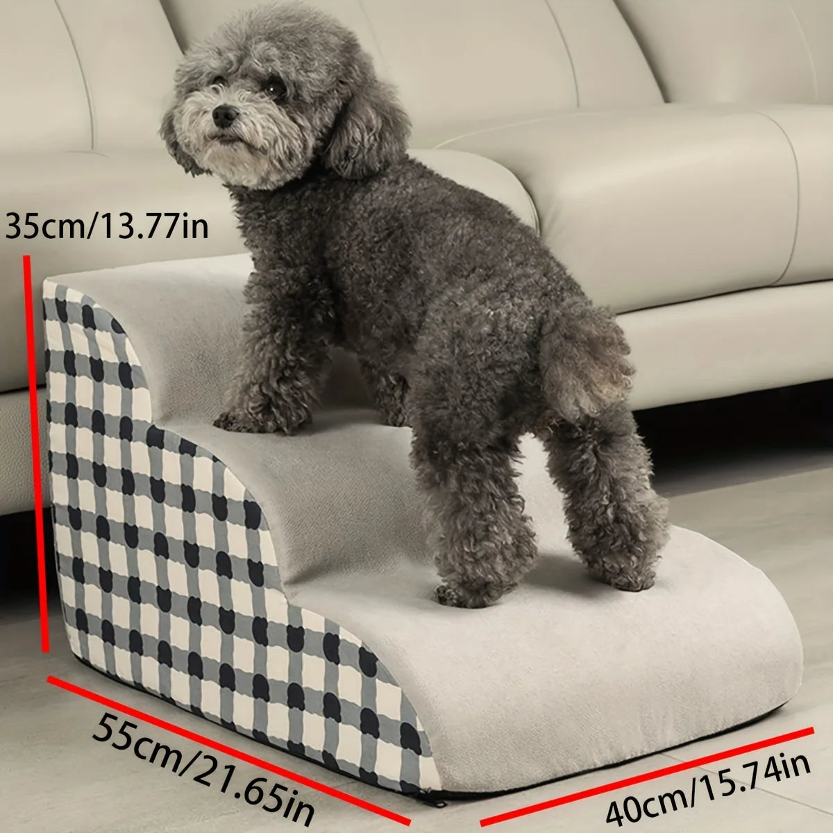 High-Density Foam 2/3-Step Non-Slip Pet Stairs for Dogs & Cats - Secure Ramp for Older Dogs, Joint Pain Sofa and Bed Ladder