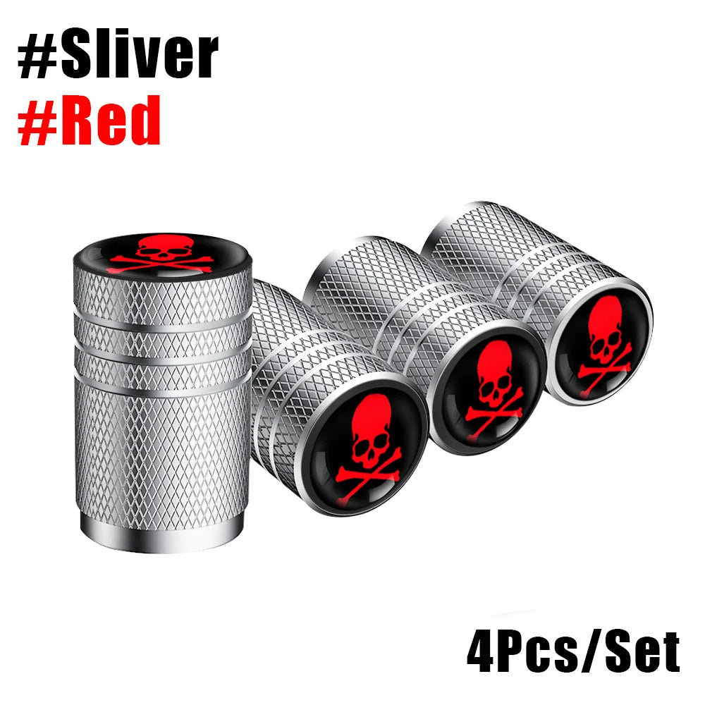 4-Pack Aluminum Tire Valve Stem Caps — Universal Dustproof Air Valve Caps for Car, Bike & Motorcycle