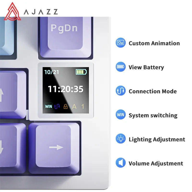 75% 82‑Key Hot‑Swappable Mechanical Gaming Keyboard — Tri‑Mode Wired/2.4GHz/Bluetooth, RGB, TFT Screen, Metal Volume Knob, USB Type‑C
