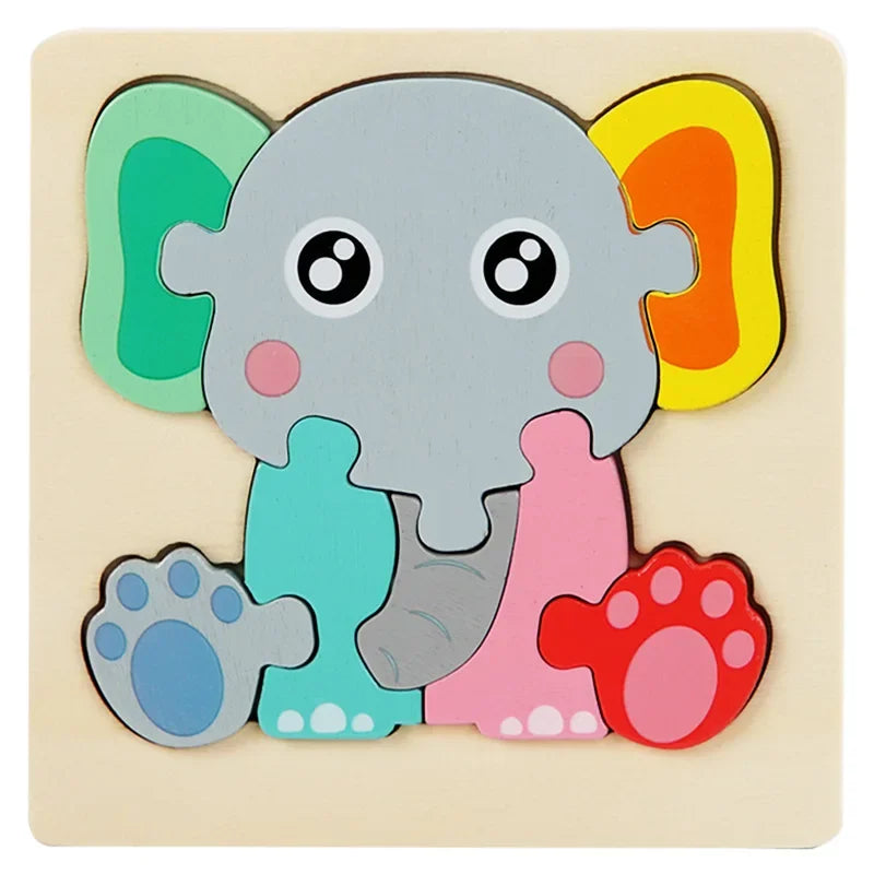Colorful 3D Wooden Animal Puzzle – Montessori Educational Jigsaw Toy, 10.7 cm (4.21 in)