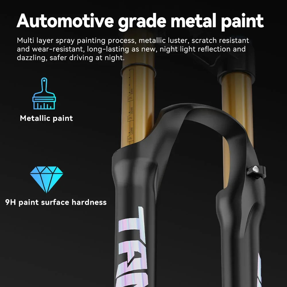 Adjustable MTB Air Suspension Fork — 120mm (4.7 in) Travel, Rebound & Lockout, 26/27.5/29 Inch, 9x100mm Quick Release