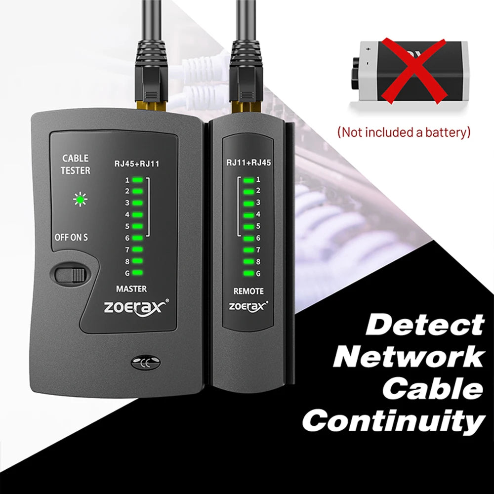 Ethernet Cable Tester for RJ45 & RJ11 — LAN Cat5/Cat5e/Cat6/Cat6a/Cat7 UTP Shielded