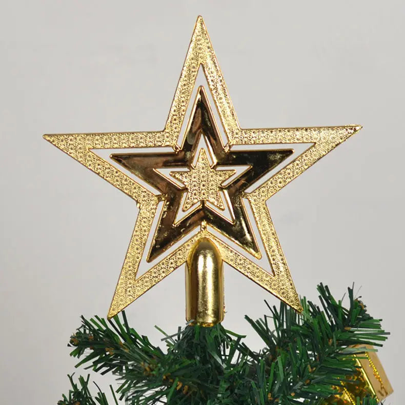 Star Christmas Tree Topper Gold & Red Shimmer 4 in / 8 in (10 / 20 cm) Holiday Tree Decoration