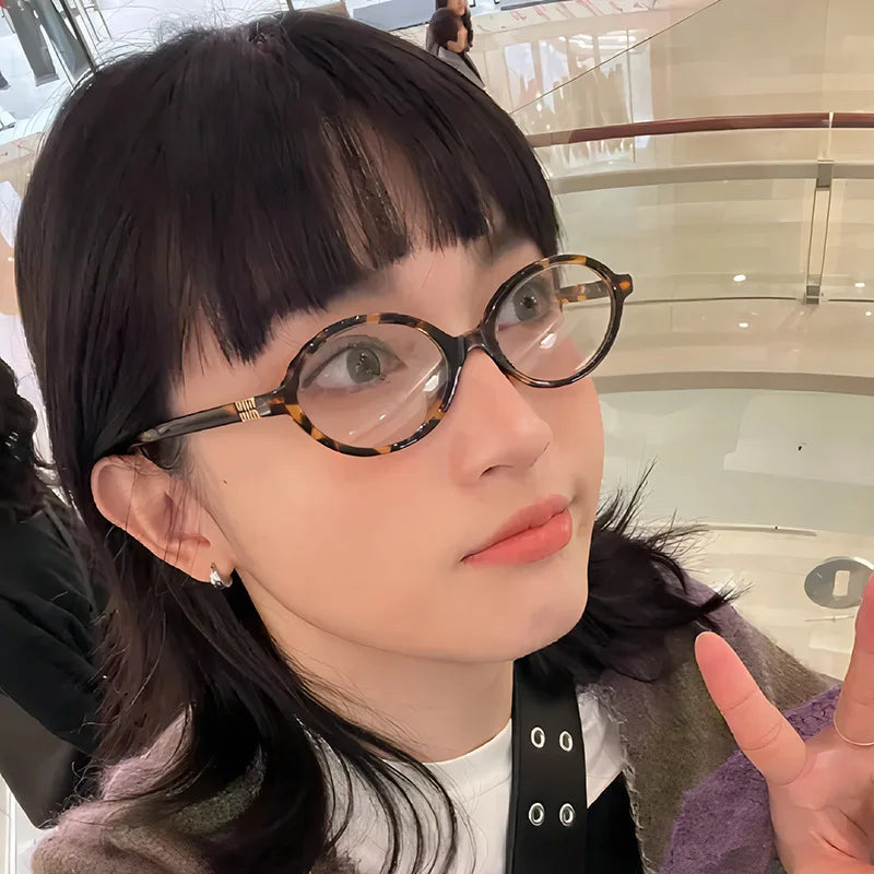 Vintage Oval Sunglasses for Women Small Retro Leopard Frame Anti-Blue Light UV400
