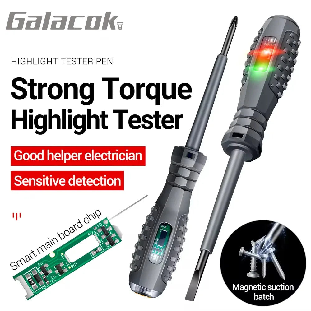 Non-Contact Voltage Tester Pen LED Indicator – Insulated Electrician Test Screwdriver 70–600V AC, Red/Green Lights, Pocket Tool