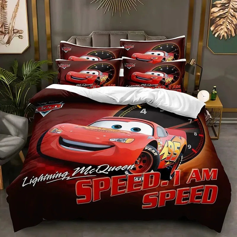 3-Piece Kids Cartoon Cars Duvet Cover Set - Race Car Bedding for Boys, Multiple Sizes 1.35-2.0 m (4.5-6.6 ft)