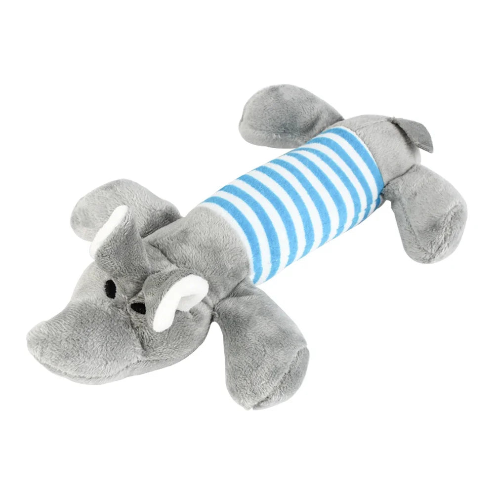 Plush Squeaky Dog Toy 9.5 in (24 cm) - Durable Interactive Chew Toy for Aggressive Chewers, Pig Duck Elephant