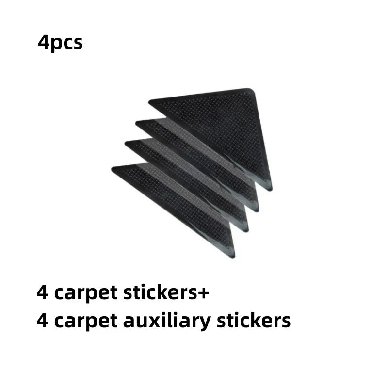 Triangle Rug Grippers 4pc/8pc — Reusable Anti-Slip Rubber Carpet Pads for Tile, Hardwood & Laminate