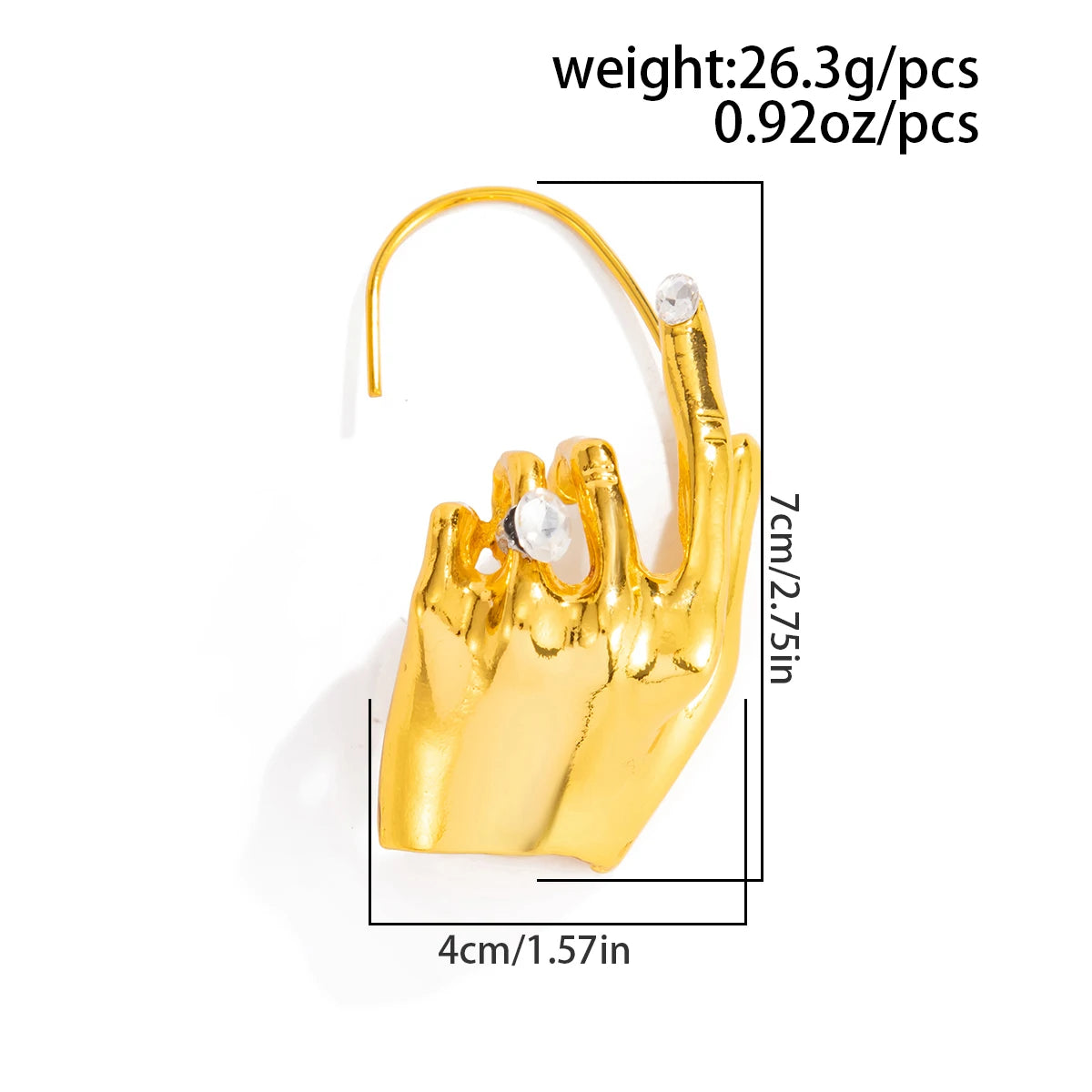 1-Piece Metal Hand Left Ear Cuff Dangle Earring view 4