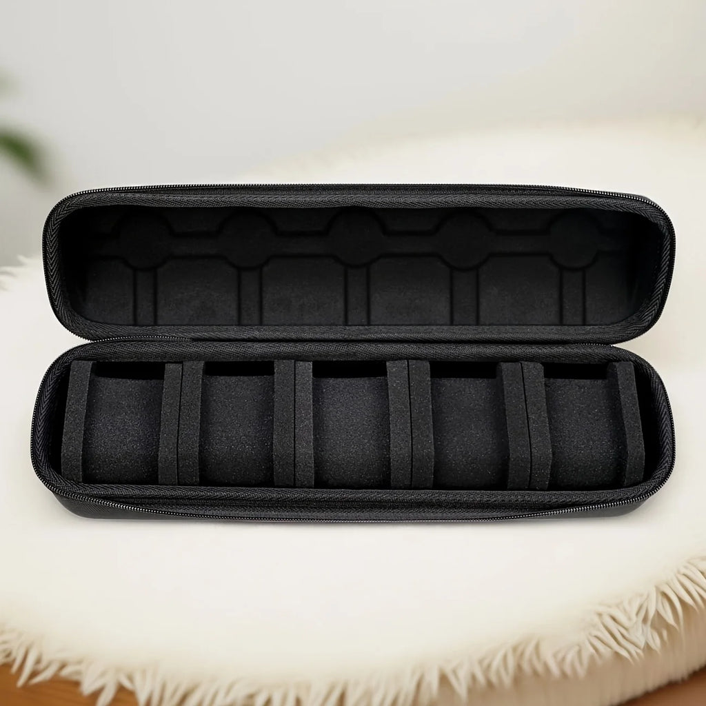 5-Slot Hard Shell Travel Watch Case with Pillow Inserts Black - Smartwatch Organizer Gift Box
