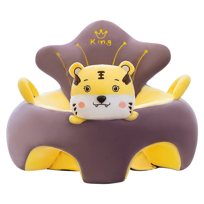 Plush Velvet Baby Sofa Seat Cover 50 x 50 x 40 cm (19.7 x 19.7 x 15.7 in) Learn-to-Sit Toddler Support Cover Cartoon Washable No Filling