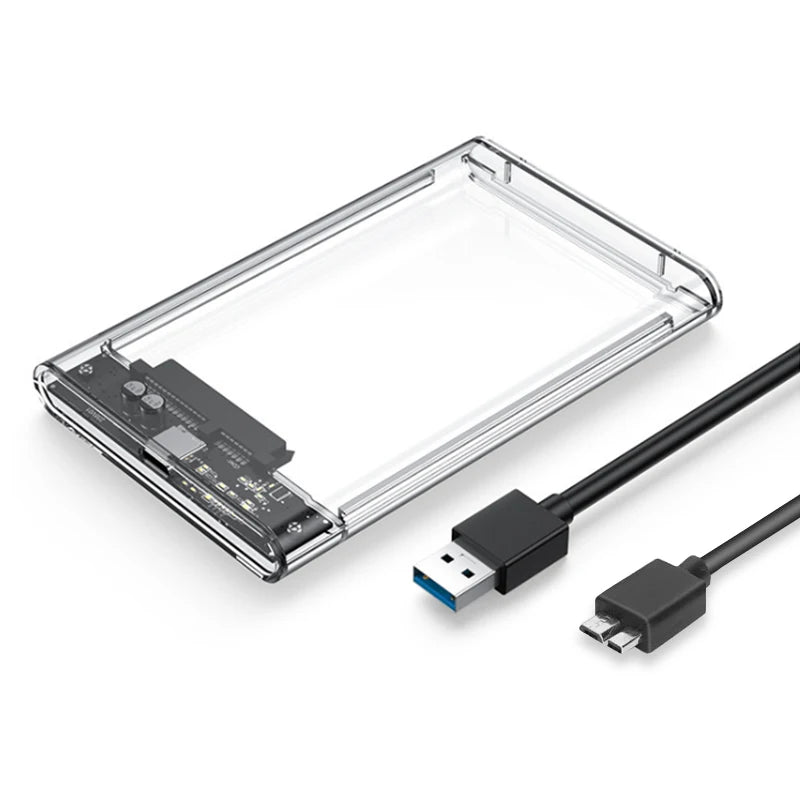 USB 3.0 2.5-Inch (63.5 mm) SATA HDD/SSD Enclosure — Up to 6TB, 5Gbps, Transparent Case, Plug & Play