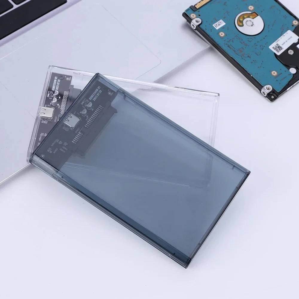 2.5-Inch SATA to USB Hard Drive Enclosure — Transparent Tool-Free Case, USB 3.0 UASP, Type-C/Micro USB Compatible (Up to 4TB)