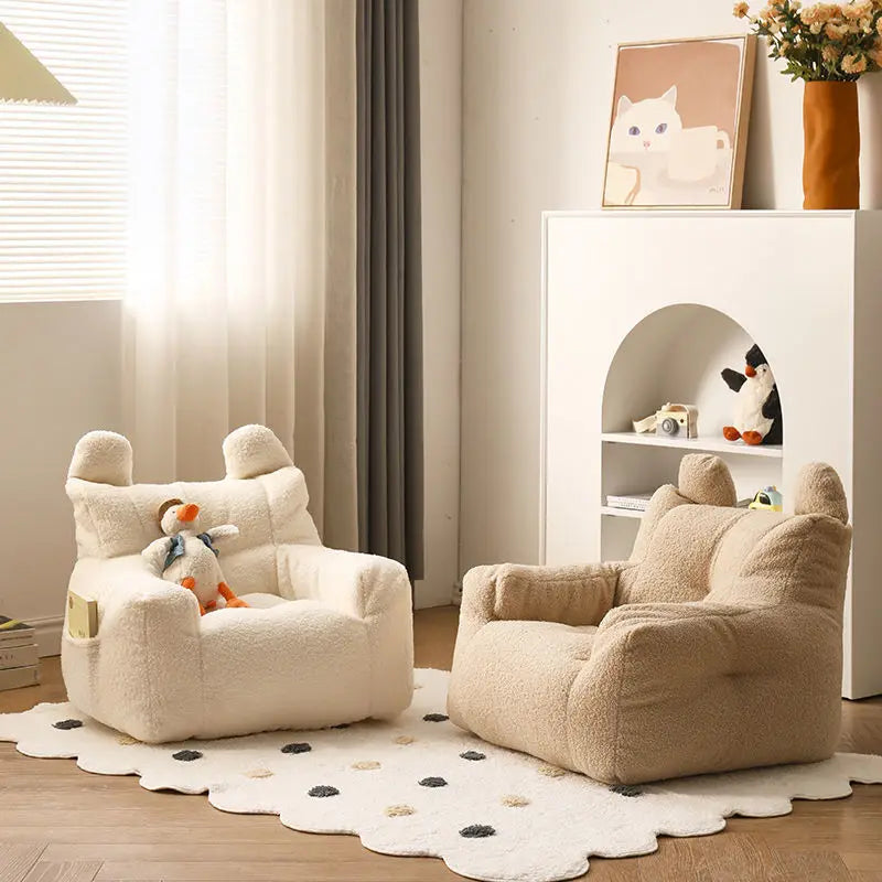 Cute Cartoon Kids Mini Sofa - Linen Toddler Armchair for Reading & Playroom