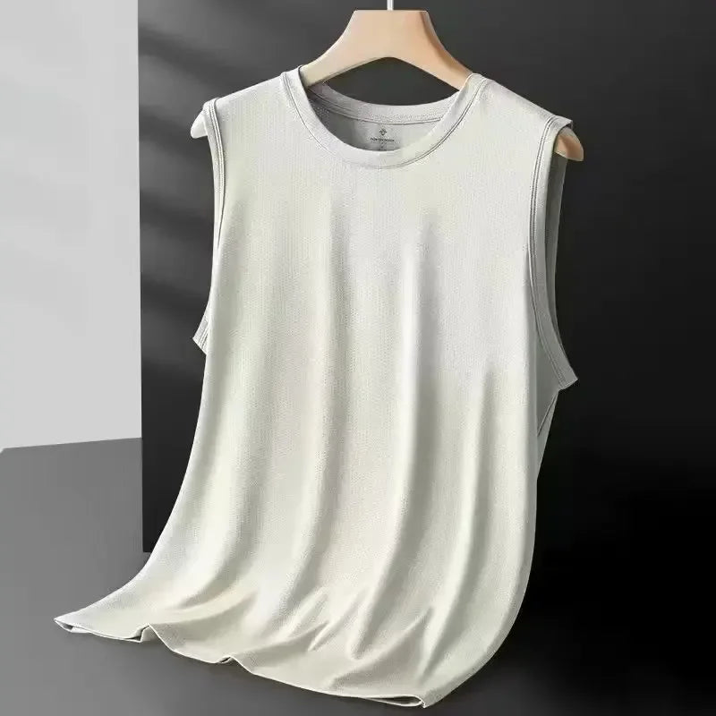Men's Ice Silk Mesh Tank Top Lightweight Breathable Sleeveless Sports Vest for Summer