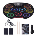 Portable Roll-Up Electronic Drum Kit - 9 Silicone Pads USB/Battery Powered with Drumsticks & Foot Pedal