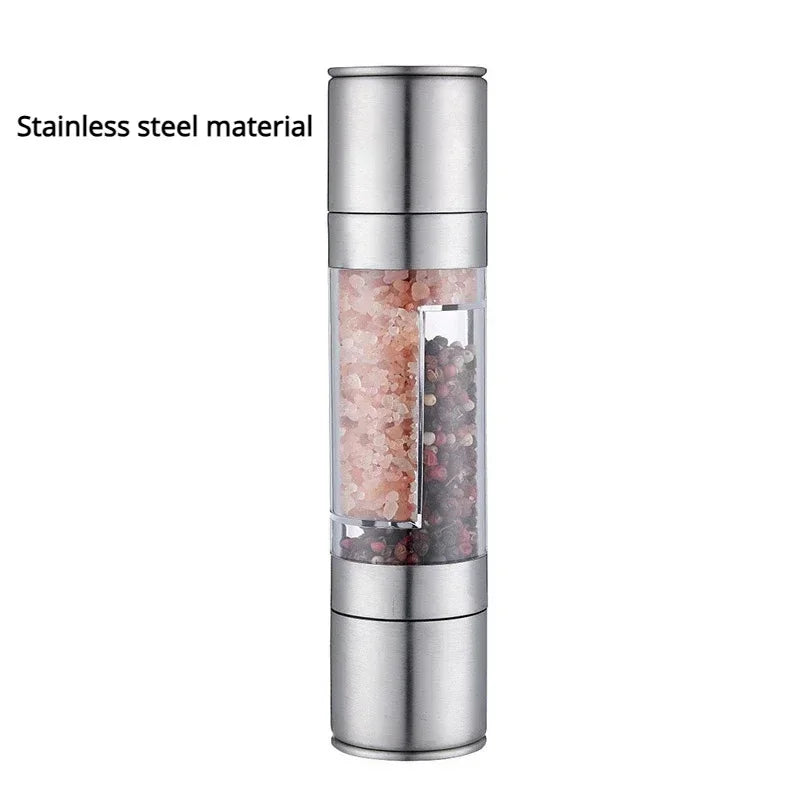 2-in-1 Salt & Pepper Grinder - Manual Stainless Steel Spice Mill with Adjustable Ceramic Grinder
