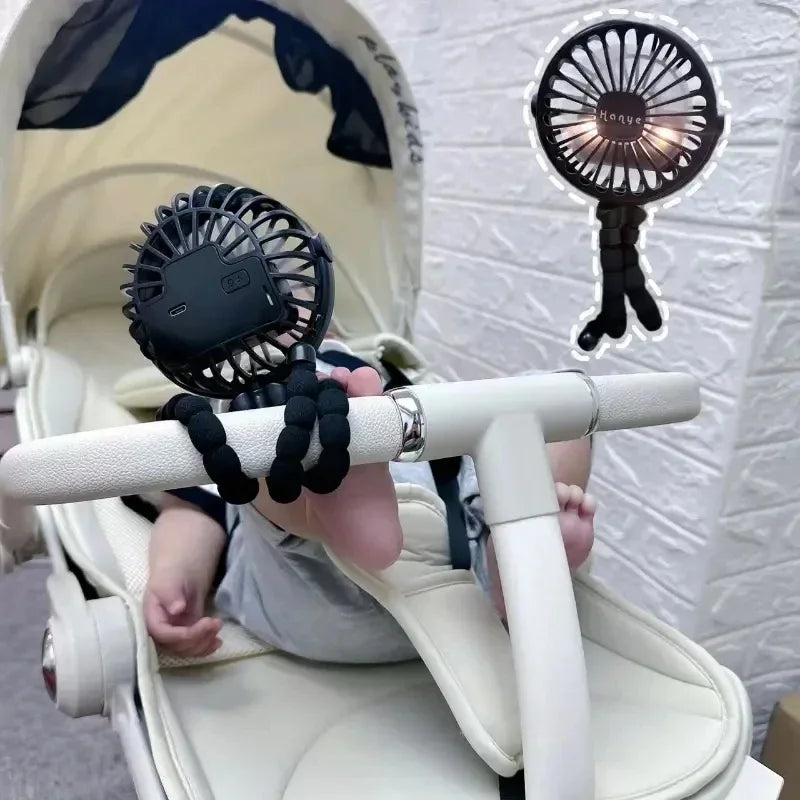 USB Rechargeable Folding Handheld Fan - Portable Silent Mini Fan for Stroller, Desk & Neck