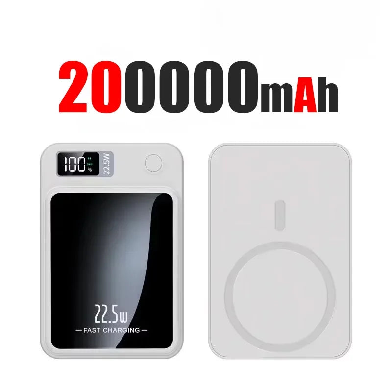 Wireless Magnetic Power Bank 22.5W Fast Charge – 50,000/100,000/200,000mAh Portable Qi Powerbank with 15W Wireless, USB-C & LED Display