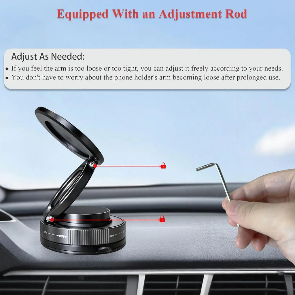 360° Magnetic Car Phone Holder – Strong Vacuum Suction Cup, Foldable Portable Phone Mount for iPhone & Android