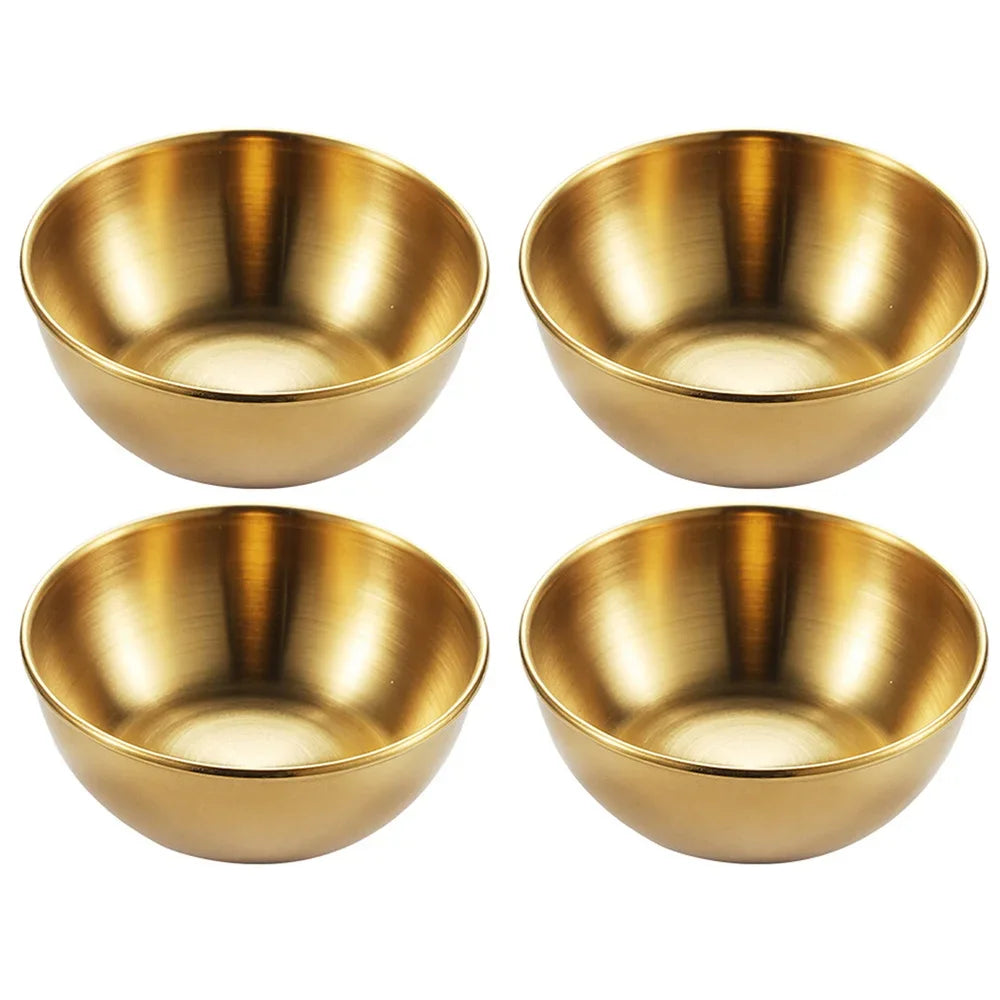 Stainless Steel Sauce & Appetizer Dishes Set — Gold or Silver Condiment Plates 8 x 8 x 3 cm (3.15 x 3.15 x 1.18 in)