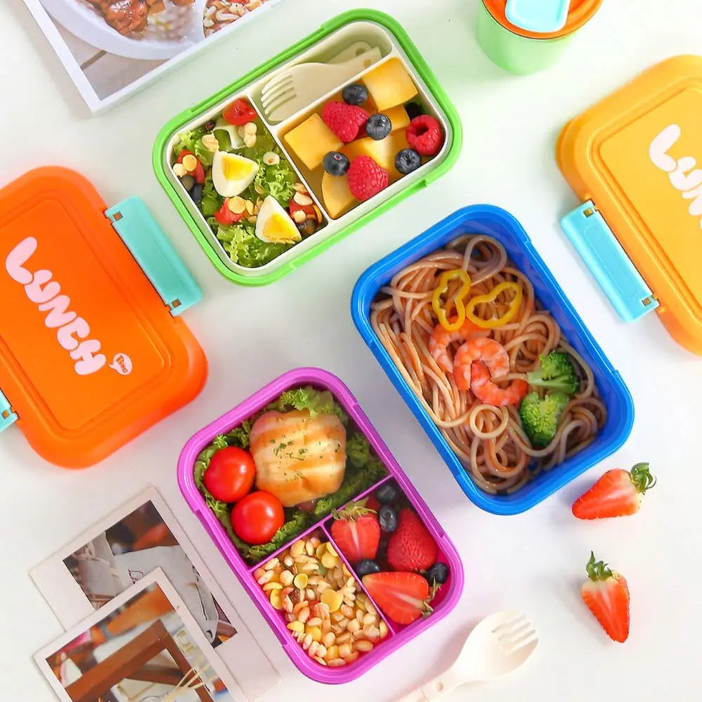 Microwave-Safe Leakproof Bento Lunch Box with Divided Compartments & Utensils — 7.1 x 4.9 x 2.7 in (18 x 12.5 x 6.8 cm)