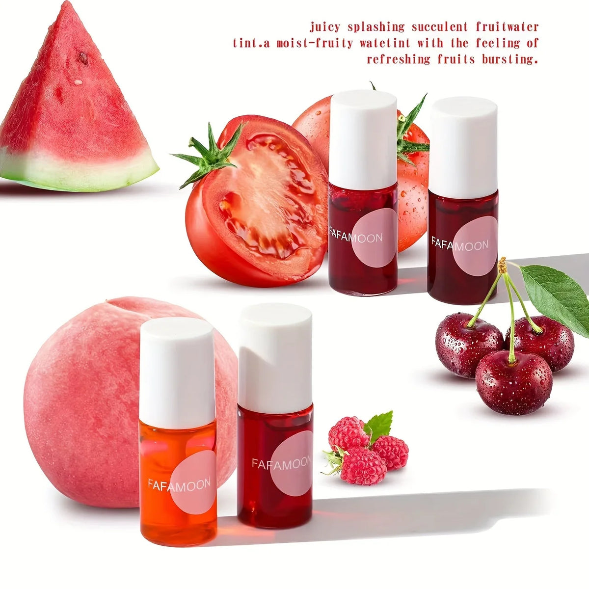 Fruity Lip Tint 4-Color Water Gloss — Moisturizing Waterproof Long-Lasting Lip Gloss (7.1 ml / 0.24 fl oz)