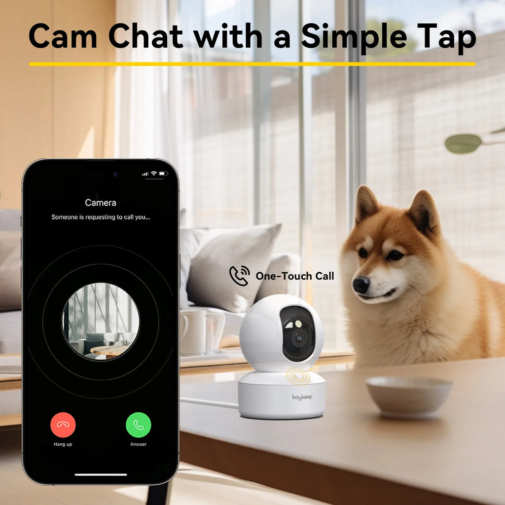 2K WiFi Pet Camera with Phone App — 360° Pan & Tilt Indoor Security & Baby Monitor, 2-Way Audio, Color Night Vision (5GHz/2.4GHz)