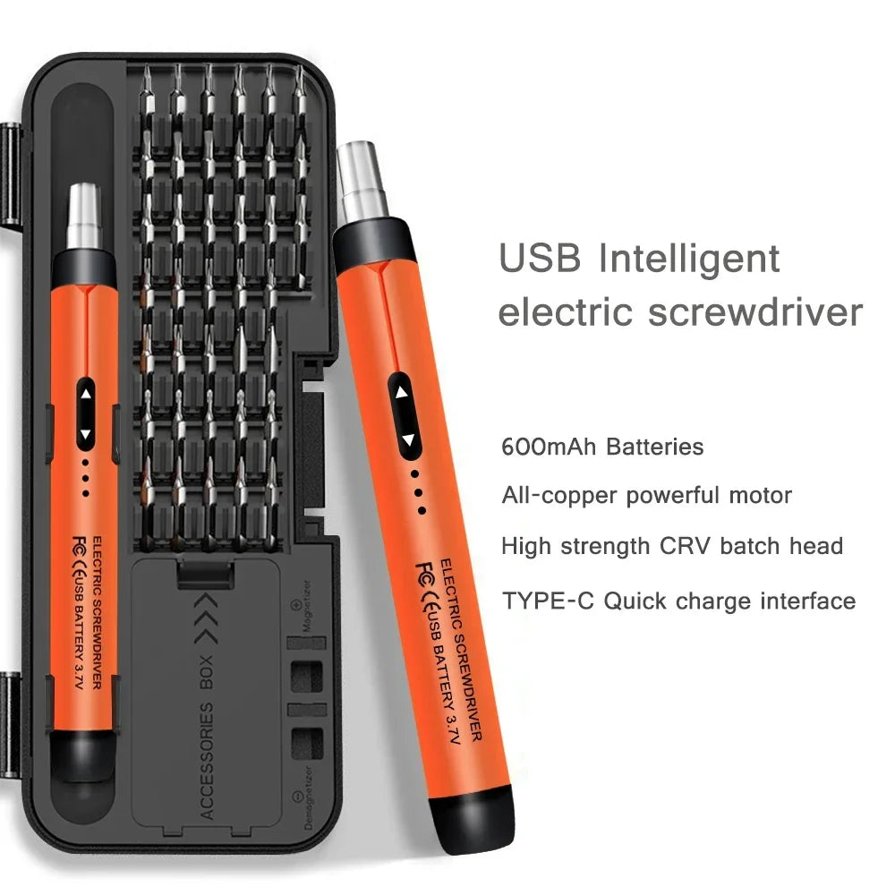 Wireless Electric Precision Screwdriver Set — 38-Piece Rechargeable Cordless Mini Kit with Type-C for Phone Laptop Camera Repairs