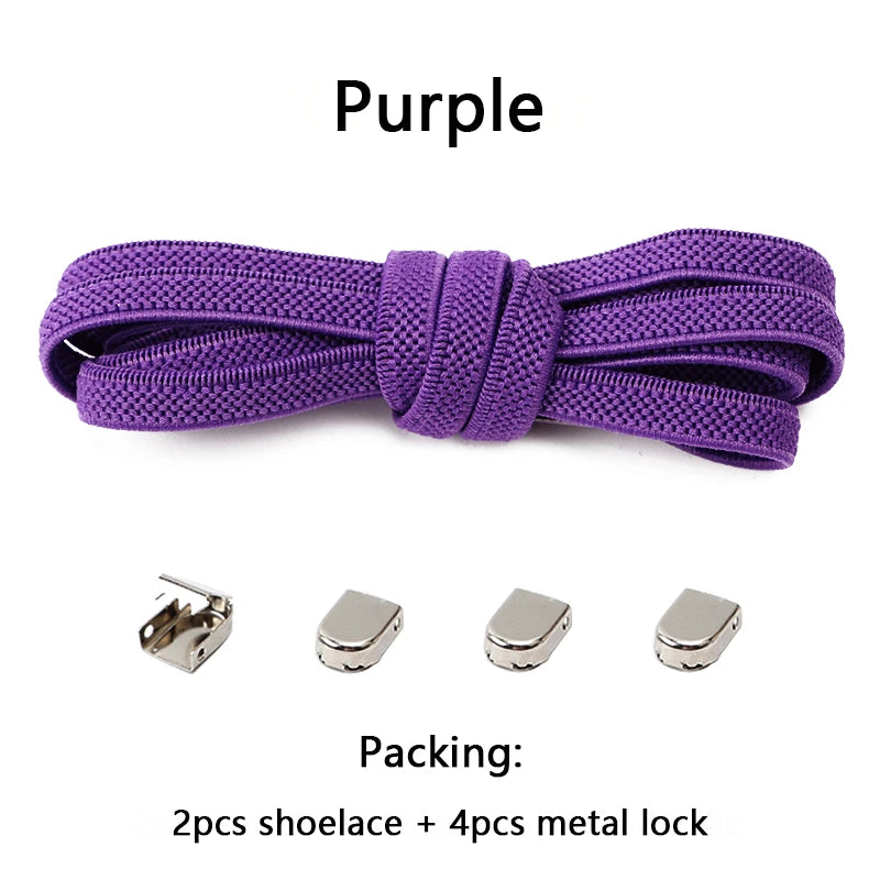 No-Tie Elastic Shoelaces with Metal Buckles – 1 Pair Quick Laces, One Size Fits All for Adults & Kids (105 cm / 41.3 in)