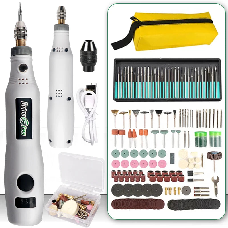 3-Speed USB Cordless Rotary Tool Mini Electric Engraving Drill Pen with Accessories