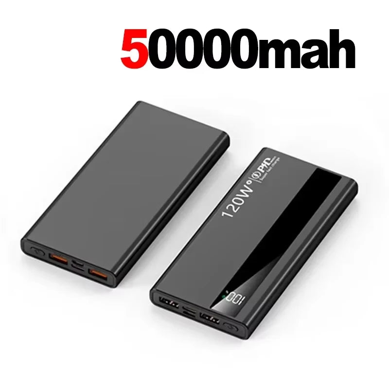 500000mAh 120W Fast Charging Power Bank PD 20W 4-Port USB Metal Portable Powerbank