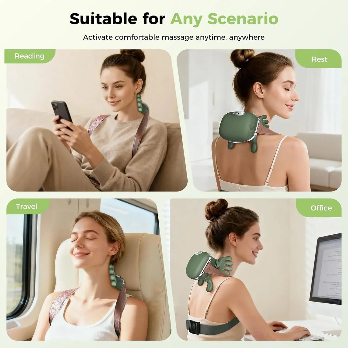 Shiatsu Neck & Shoulder Massager Battery-Powered Electric Kneading Deep Tissue Neck and Back Massager